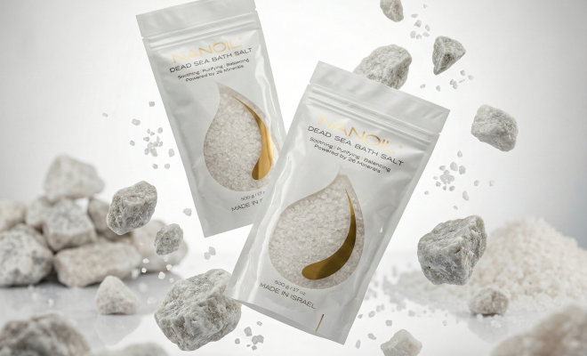Nanoil Döda havets badsalt – hudåteruppbyggande och återfuktning i en SPA-ritual för hemmabruk
